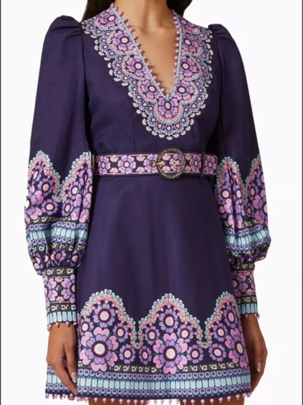 Zimmermann Dark Purple Dress with Pink Floral Design - Picture 9 of 13